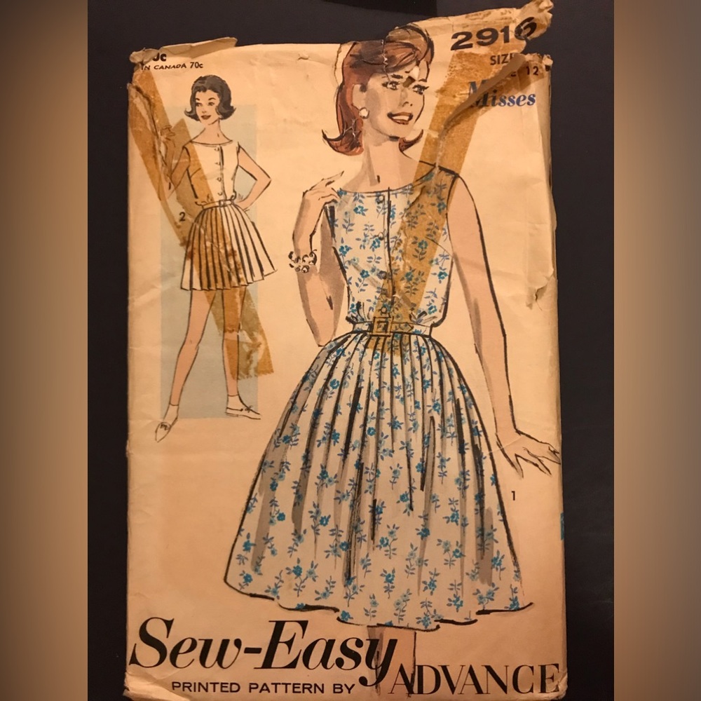 Size 12 Sew-Easy Advance Vintage (used) Pattern 2916